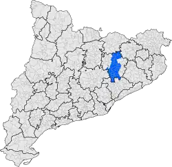 A map of Catalonia showing the Plana de Vic location