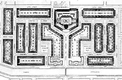 De Dageraad, situation plan, Burgemeester Tellegenstraat = U-shape