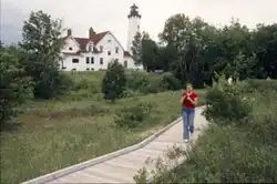 Point Iroquois Lighthouse boardwalk along the Whitefish Bay National Forest Scenic Byway