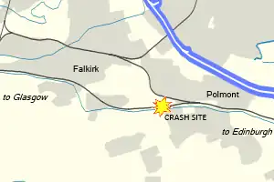 Map of the approximate location of the accident