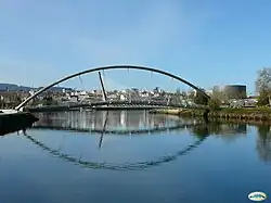Footbridge and Tirantes Bridge over Lérez River