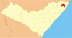 Location of Porto Calvo in Alagoas