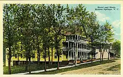 Postcard depicting Moores Springs Hotel in Moores Springs, ca 1915