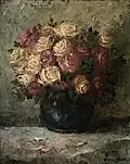 Roses in Blue Pot, oil on canvas, 1960