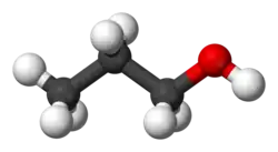 Ball and stick model of 1-propanol