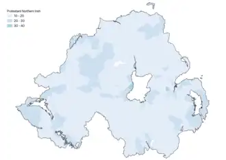 Percentage of Protestants identifying as Northern Irish