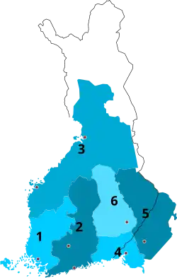 1648-1650 1 Turku and Pori 2 Uusimaa and Tavastia 3 Ostrobothnia 4 Viipuri 5 Käkisalmi 6 Savonlinna