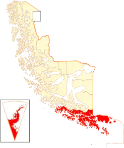 Location in the Magallanes and Antártica Chilena Region