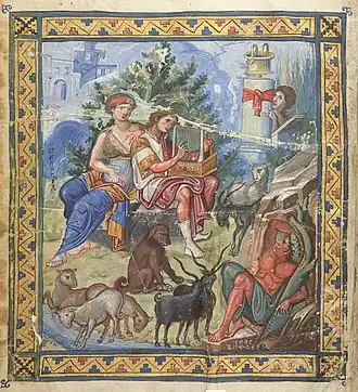 "David playing the harp", from the Paris Psalter