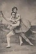 Geltzer with Tikhomirov in Nikolai Legat's The Little Scarlet Flower. Moscow, 1911