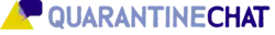 QuarantineChat logo, with a yellow triangle (symbolizing a quarantined house) and a speech bubble above it.