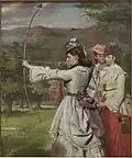 The Fair Toxophilites by William Powell Frith (1872). Archery, or toxophily, became a popular leisure activity for upper-class women in Britain.