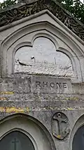 Detail of the bas relief illustration of the Rhone from the memorial in Southampton Old Cemetery