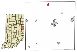 Location of Ridgeville in Randolph County, Indiana.