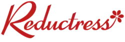 The word 'Reductress' in tidy red cursive with a flower on the tail of the final 'S'