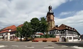 Historic village centre with parish church of St. Michael