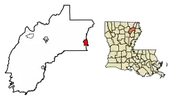 Location of Delhi in Richland Parish, Louisiana.