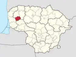 Location of Rietavas municipality within Lithuania