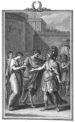 Print from Romolo ed Ersilia, final scene, Act 3, Artist;: Giovanni Battista Cipriani, Engraver: Francesco Bartolozzi (1781)