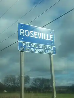 Town sign in Roseville, Ontario