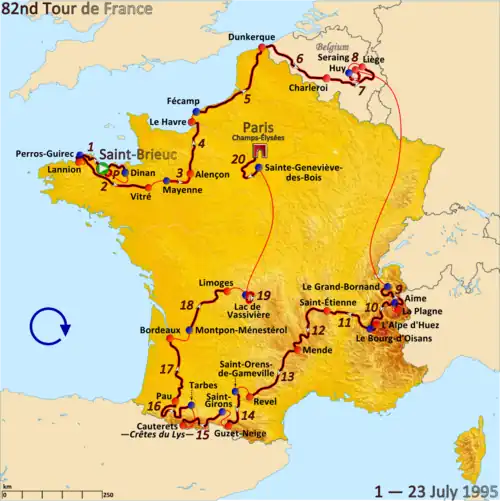 Route of the 1995 Tour de France
