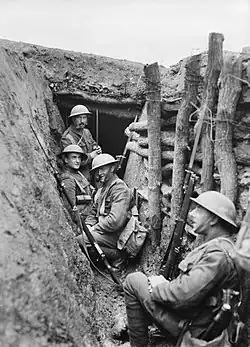 British soldiers of the Royal Fusiliers in a trench