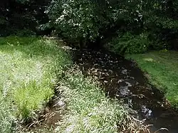 Six Mile Run running through a residential development