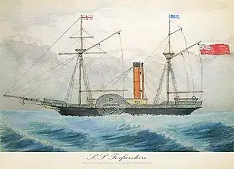 Contemporary watercolour of SS Forfarshire, circa 1835