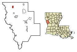 Location of Converse in Sabine Parish, Louisiana.