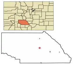 Location of Saguache in Saguache County, Colorado.