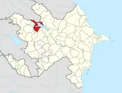 Map of Azerbaijan showing Samukh (former Safaraliyev) Rayon