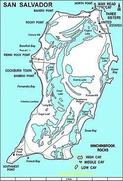 A map of San Salvador Island