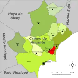 Location of Sant Joan in the Valencian Community