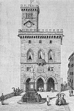 The Palace in 1889, with the Statua della Libertà pictured in front of it