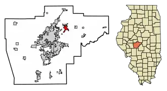 Location of Riverton in Sangamon County, Illinois.