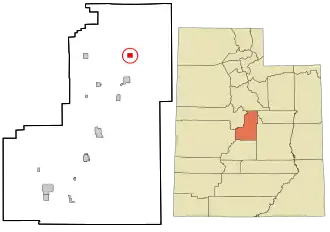Location in Sanpete County and the state of Utah.