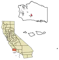 Location of Ballard in Santa Barbara County, California.