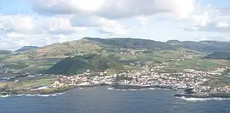 The municipal seat of Santa Cruz da Graciosa, as seen from off the northeast coast of the island of Graciosa