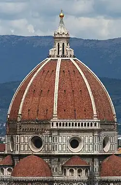 The dome of Florence Cathedral with a roof lantern at the top