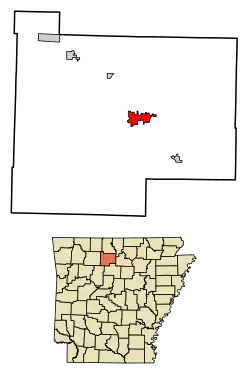 Location of Marshall in Searcy County, Arkansas.