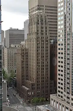 A view of the Northern Life Tower, a 27-story Art Deco skyscraper