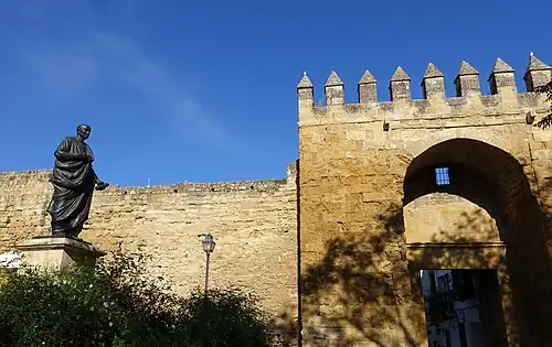 Statue of Seneca the Younger by the Puerta de Almodóvar [es]