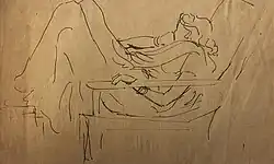 An early academic drawing by the artist from 1948