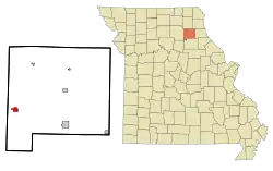 Location of Clarence, Missouri
