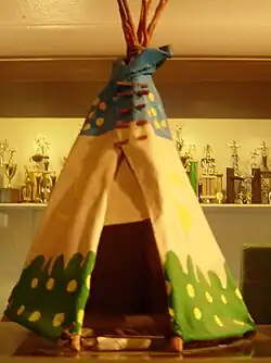 A tepee reconstruction stands at the Sherman Indian Museum at the Sherman Indian High School in Riverside, California