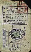 Shura Cherkassky's passport page with an entry into Manchuria from 1935