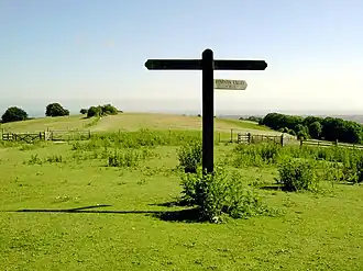 View across the top of Mount Carvey, with the sea beyond
