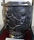Roman silver situla with lady (or Venus) bathing, 190–210 AD