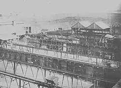 Bedding and feed floors for smelting furnaces (1900) A skip is visible in the foreground.