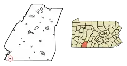 Location of Addison in Somerset County, Pennsylvania.